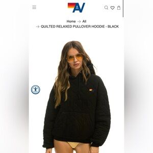 Aviator Nation quilted relaxed pullover hoodie